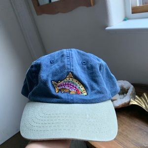 Denim Dad hat with embroidered trout